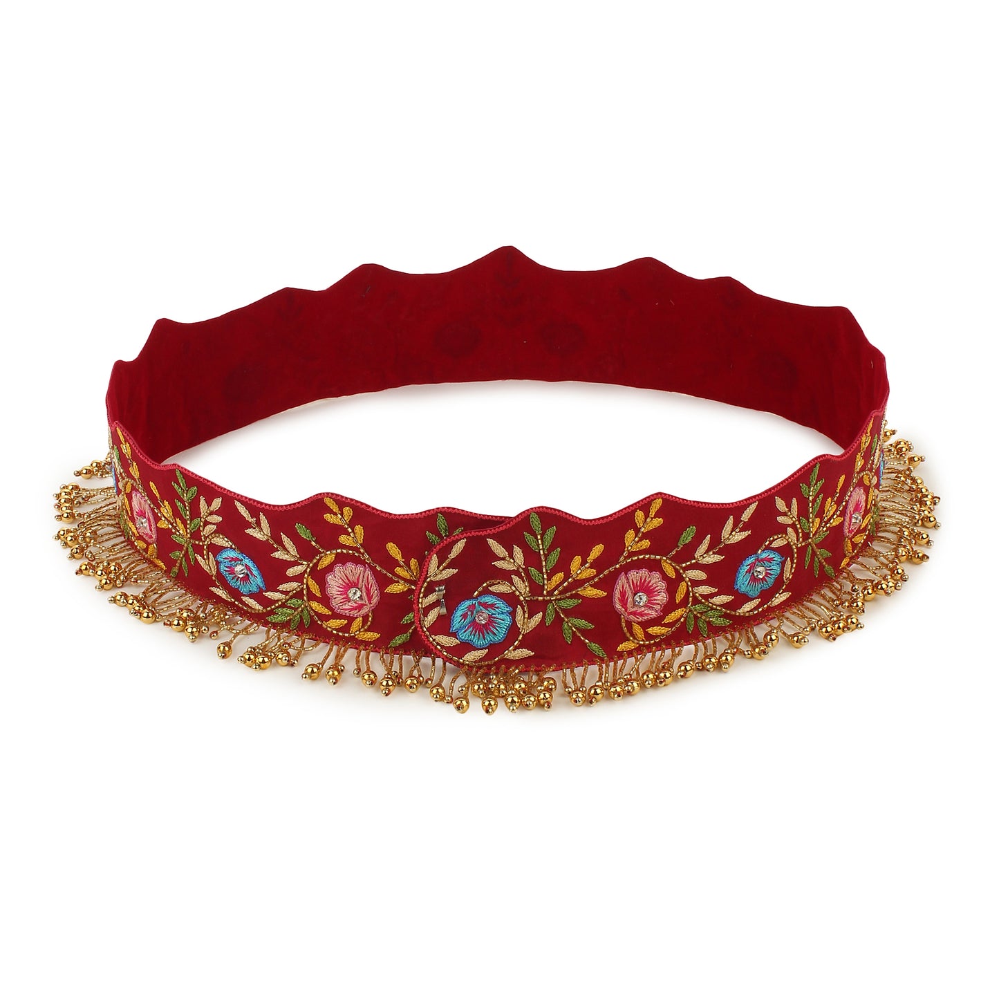 Embroidered Waist Belt, Maroon Red Belt, Waist Belt
