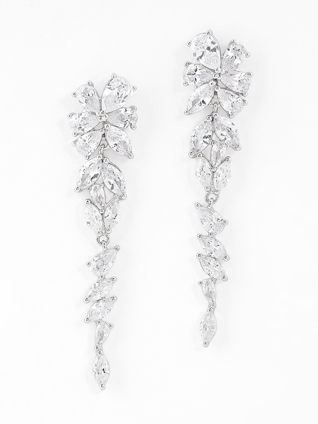 Flower drop crystal studded earrings with elegant design