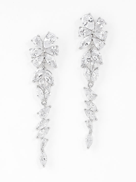 Flower drop crystal studded earrings with elegant design