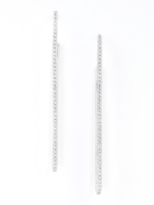 Loop silver stone earrings with elegant minimal design