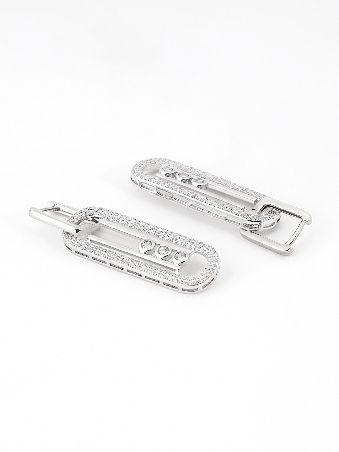 Crystal Studded Stylish Loop Earrings – Elegant Modern Statement Jewelry