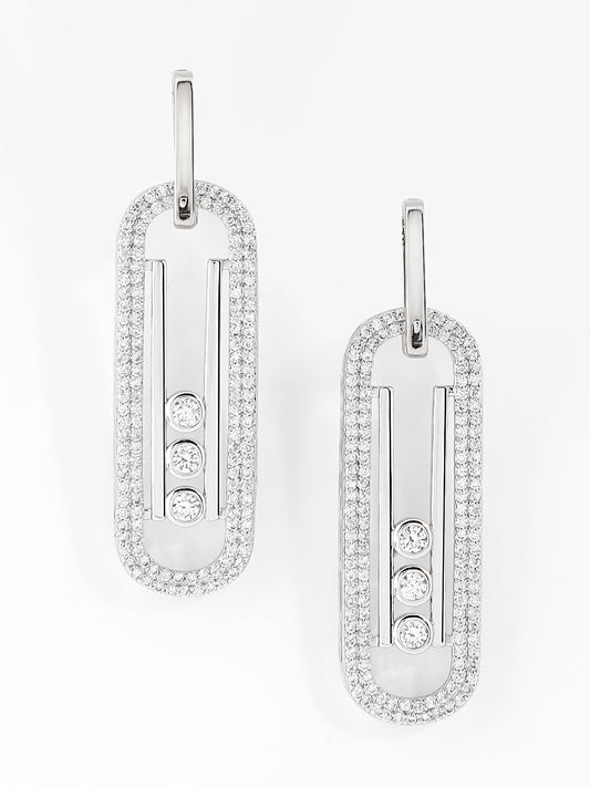 Crystal studded stylish loop earrings with modern design