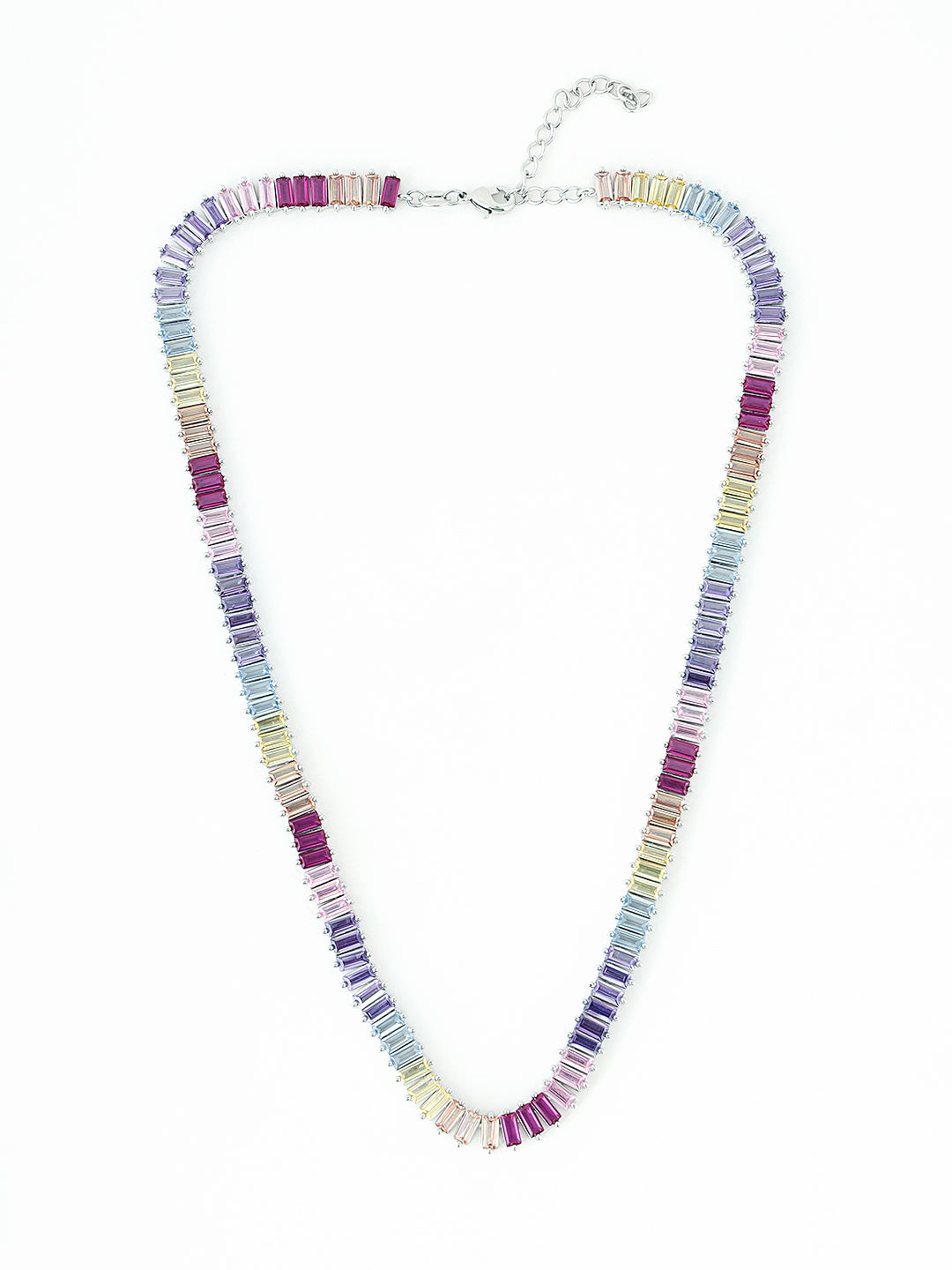 Close-up of colorful stone string necklace design details