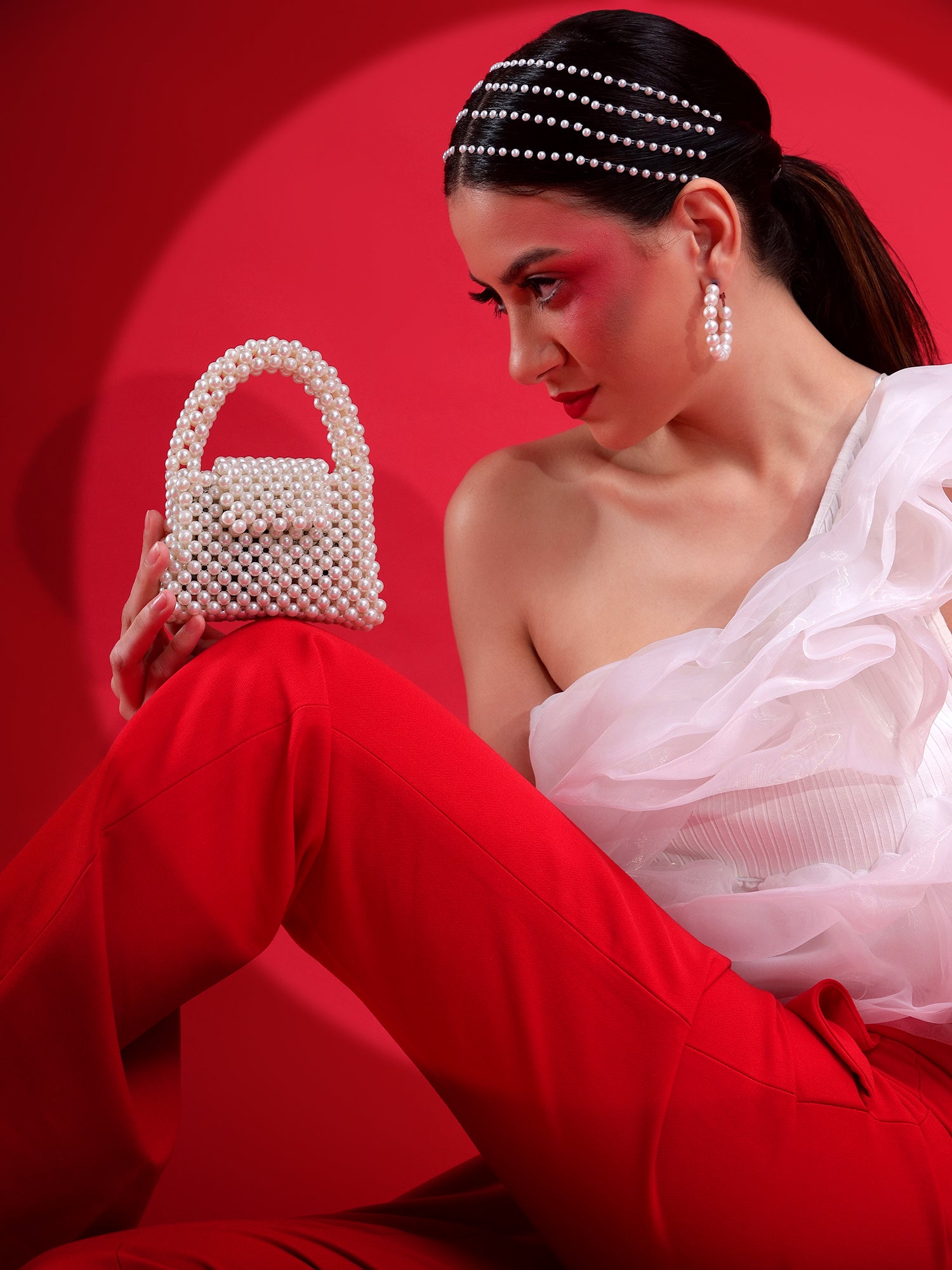 cream motifs & pearl beaded potli bag indian wristlet drawstring purse  party wedding festive bridal purse | potli bag velvet favor