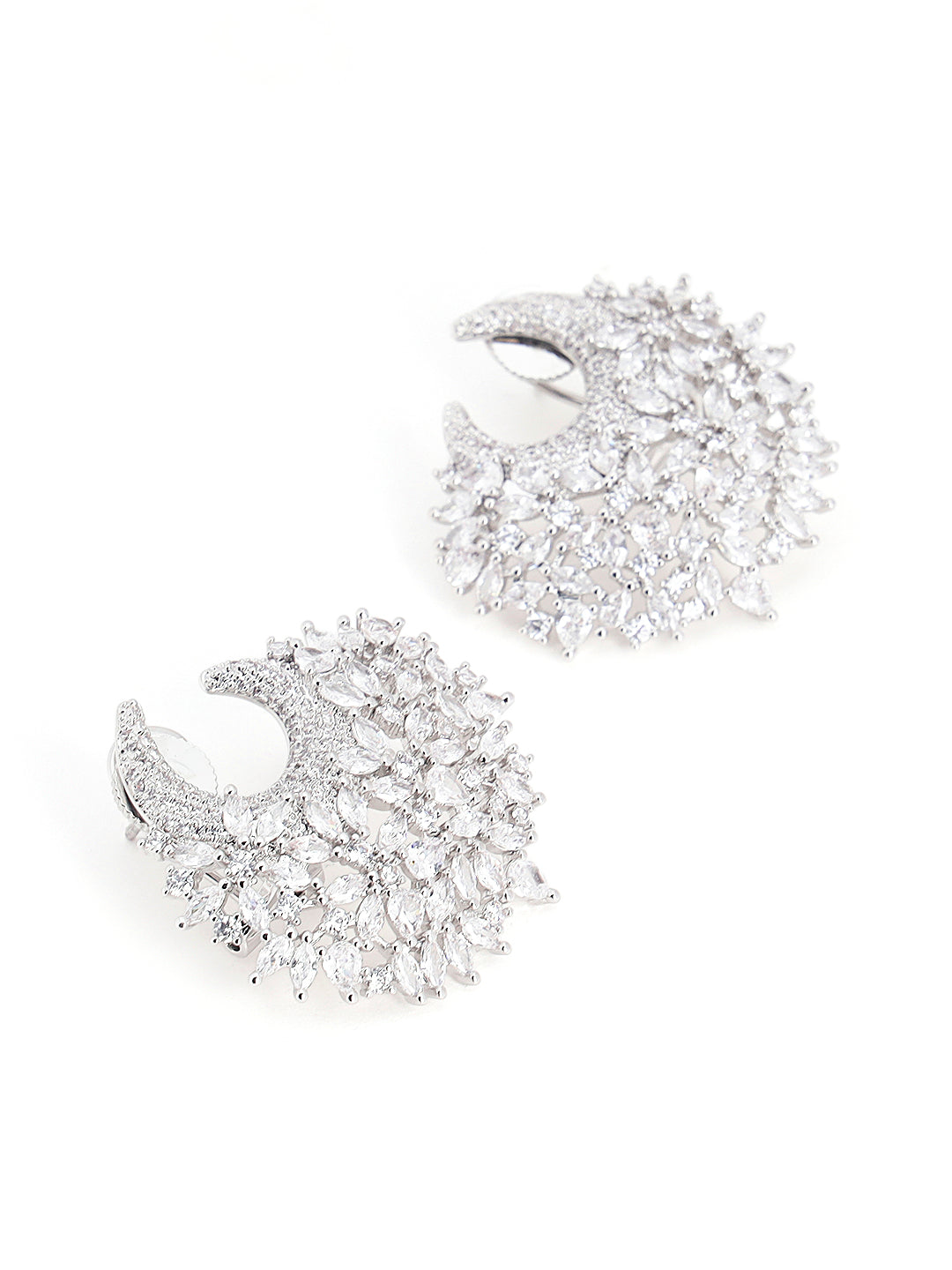 Elegant floral crescent earrings displayed for party looks