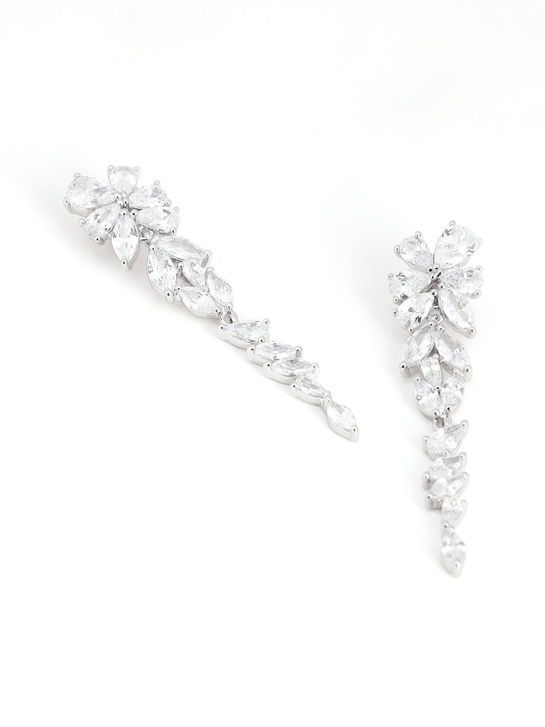 Close-up of floral stone and crystal earring details