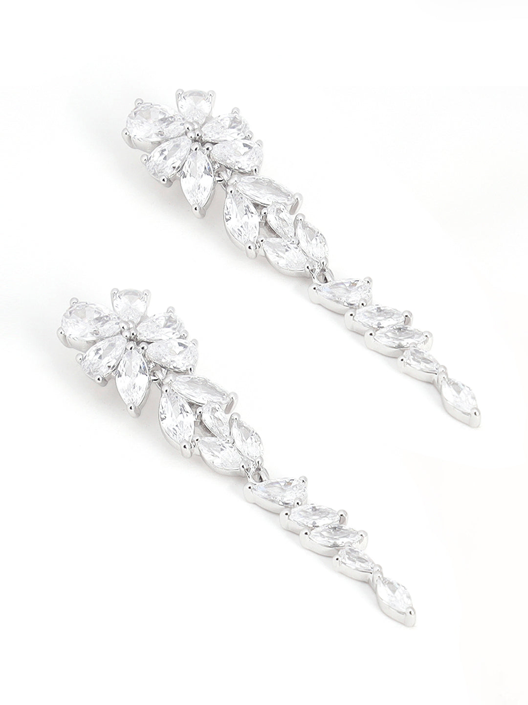 Elegant flower drop earrings with shimmering crystal accents