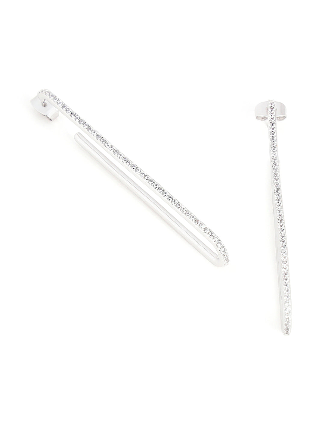 Minimal silver stone loop earrings for versatile styling