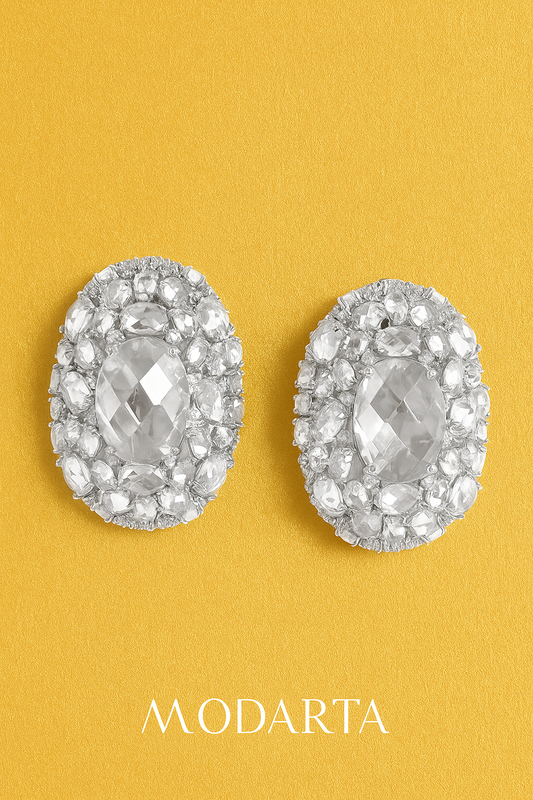 Elegant Oval Crystal Earrings – Timeless Shine for Every Occasion