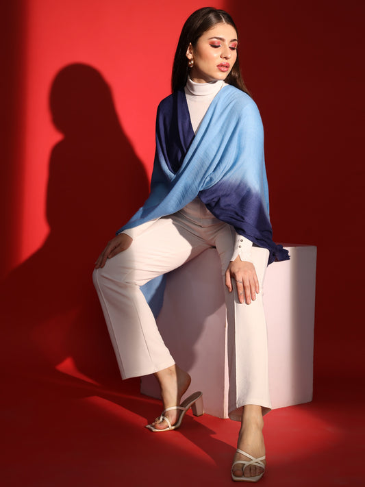 blue shawl, winter shawl for ladies, women's winter shawl