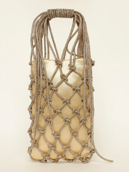 Golden Crystals Handbag – Network Beaded Evening Party Clutch