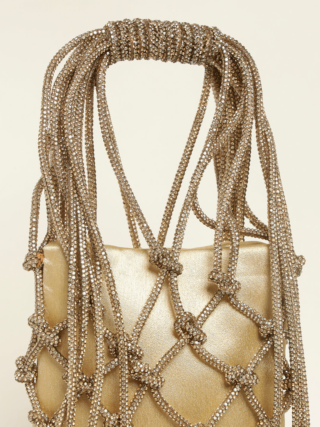 Golden Crystals Handbag – Network Beaded Evening Party Clutch