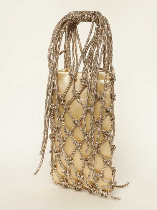 Golden Crystals Handbag – Network Beaded Evening Party Clutch
