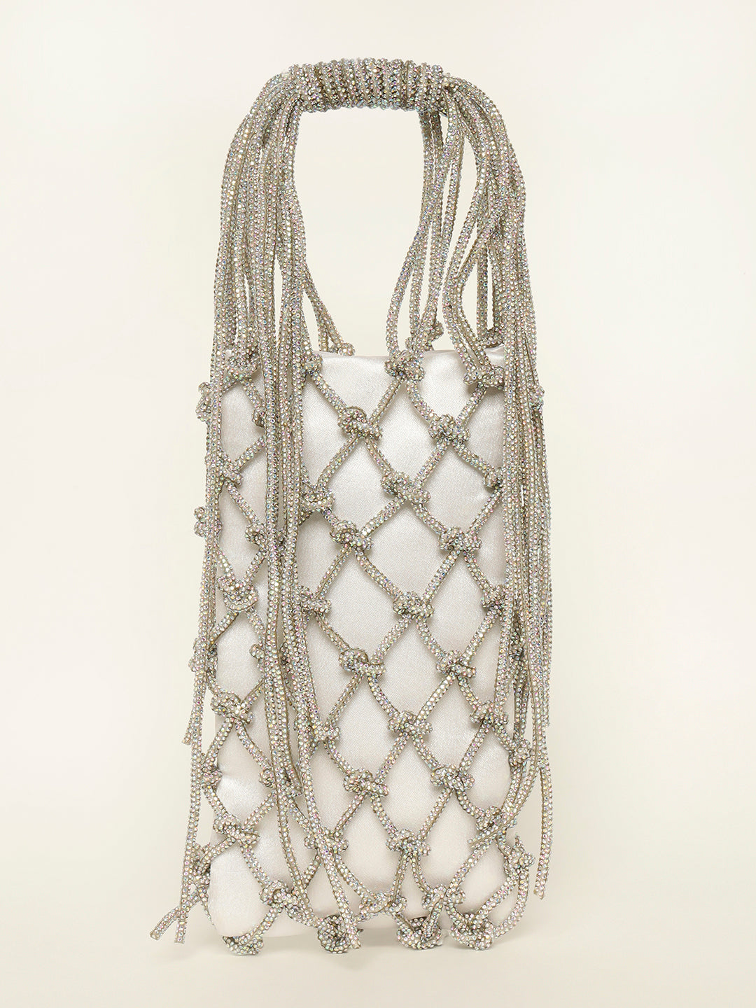 Silver Crystals Handbag – Network Beaded Evening Party Clutch