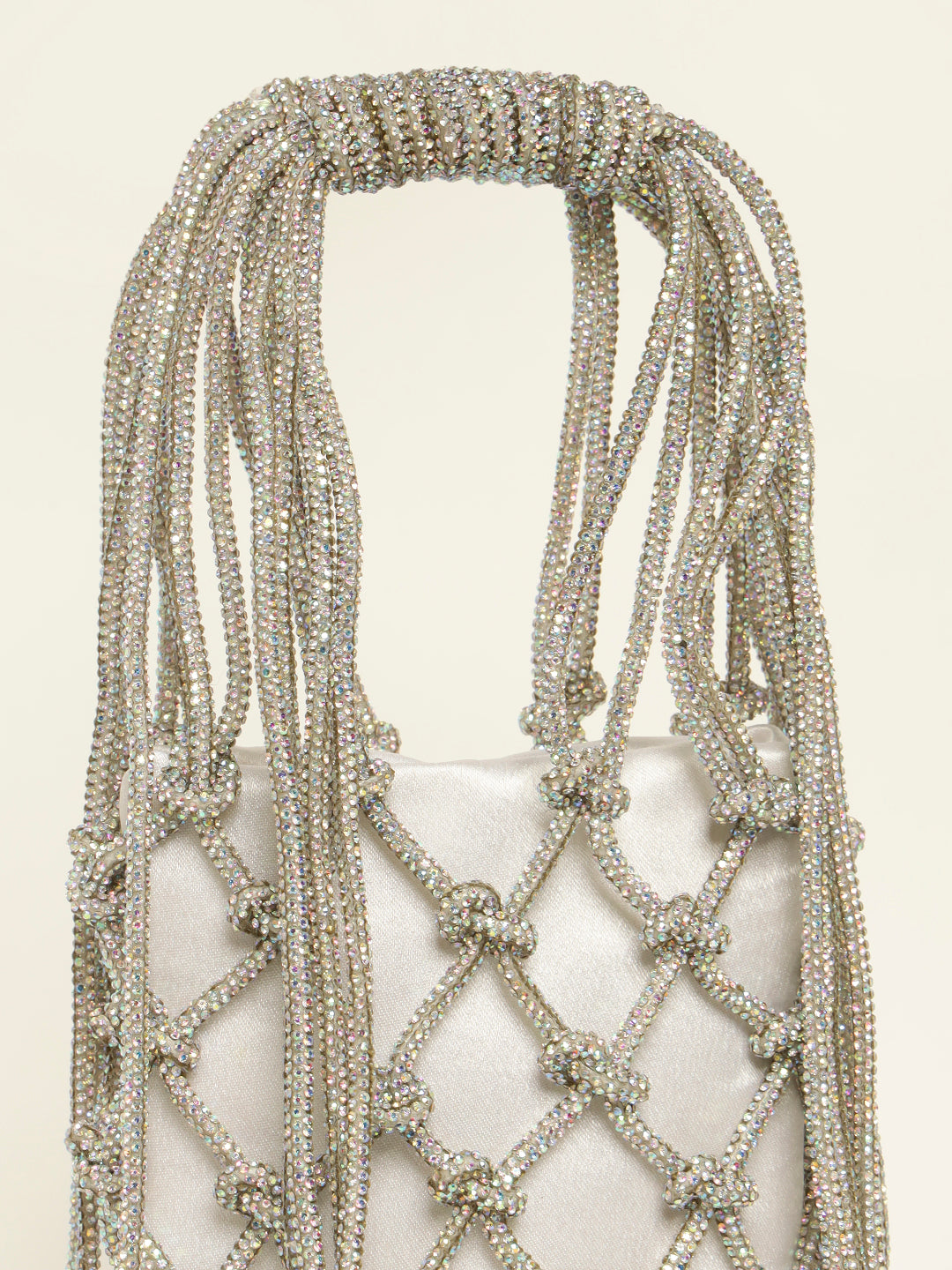 Silver Crystals Handbag – Network Beaded Evening Party Clutch