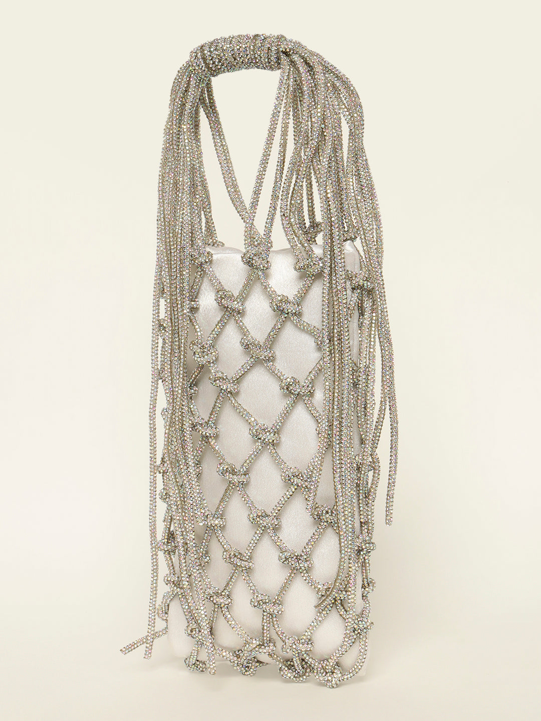 Silver Crystals Handbag – Network Beaded Evening Party Clutch