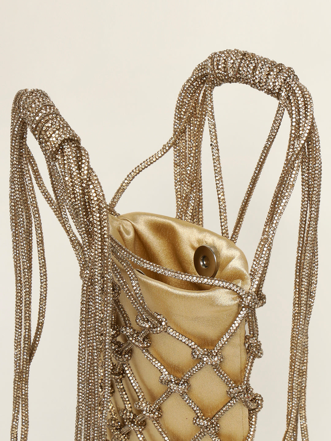 Golden Crystals Handbag – Network Beaded Evening Party Clutch