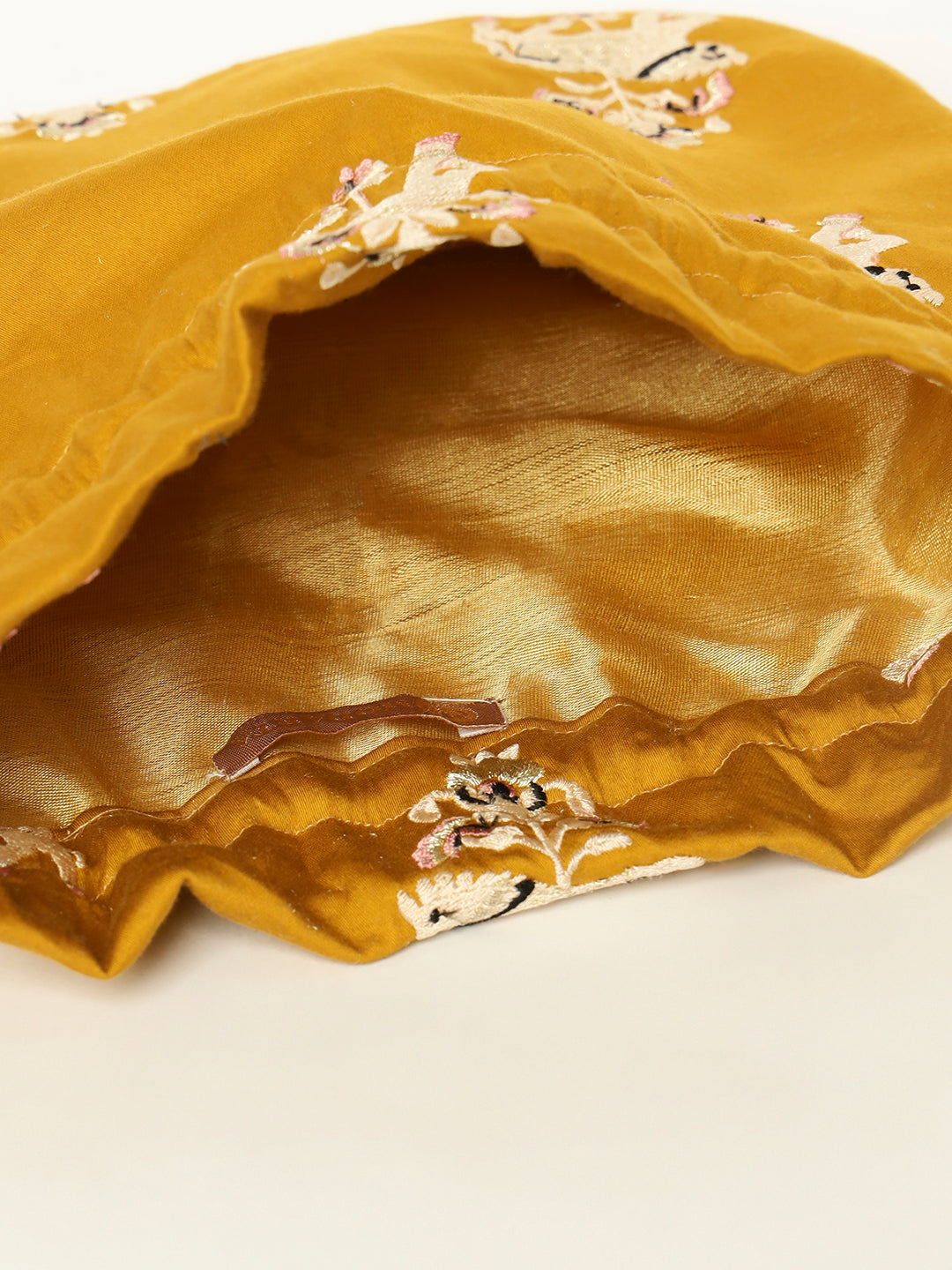 Yellow embroidered potli ideal for mehendi and gifting