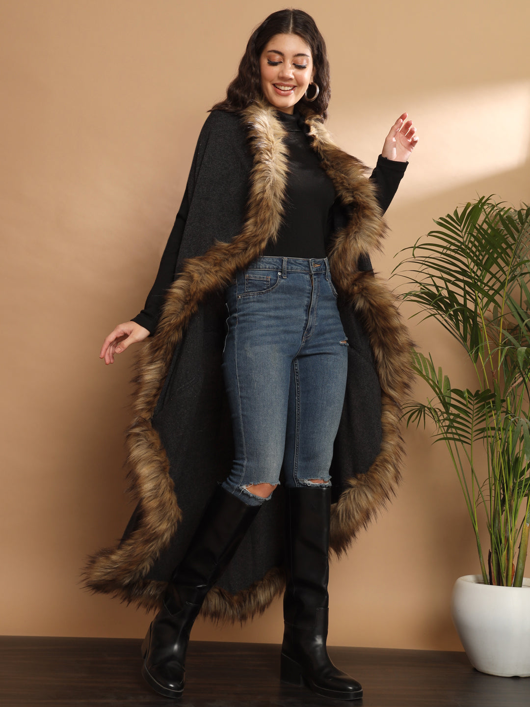 fur shawl for women, fur cape, fur coat