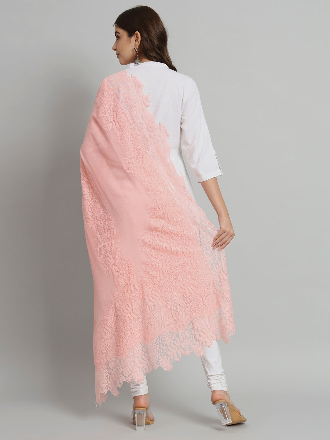 peach colour shawl, pink stole for wedding