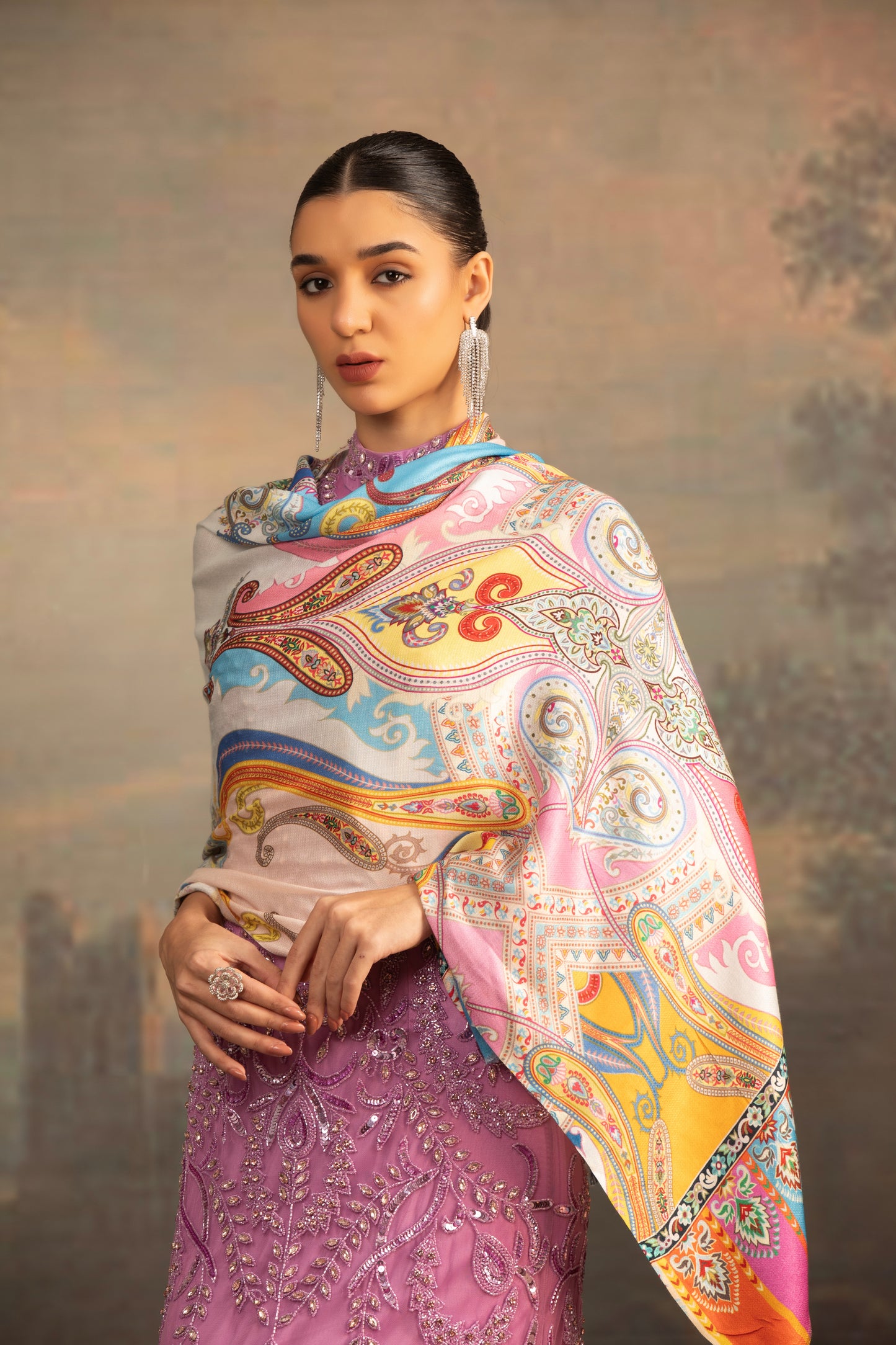 Printed Shawl with Kalamkari Design