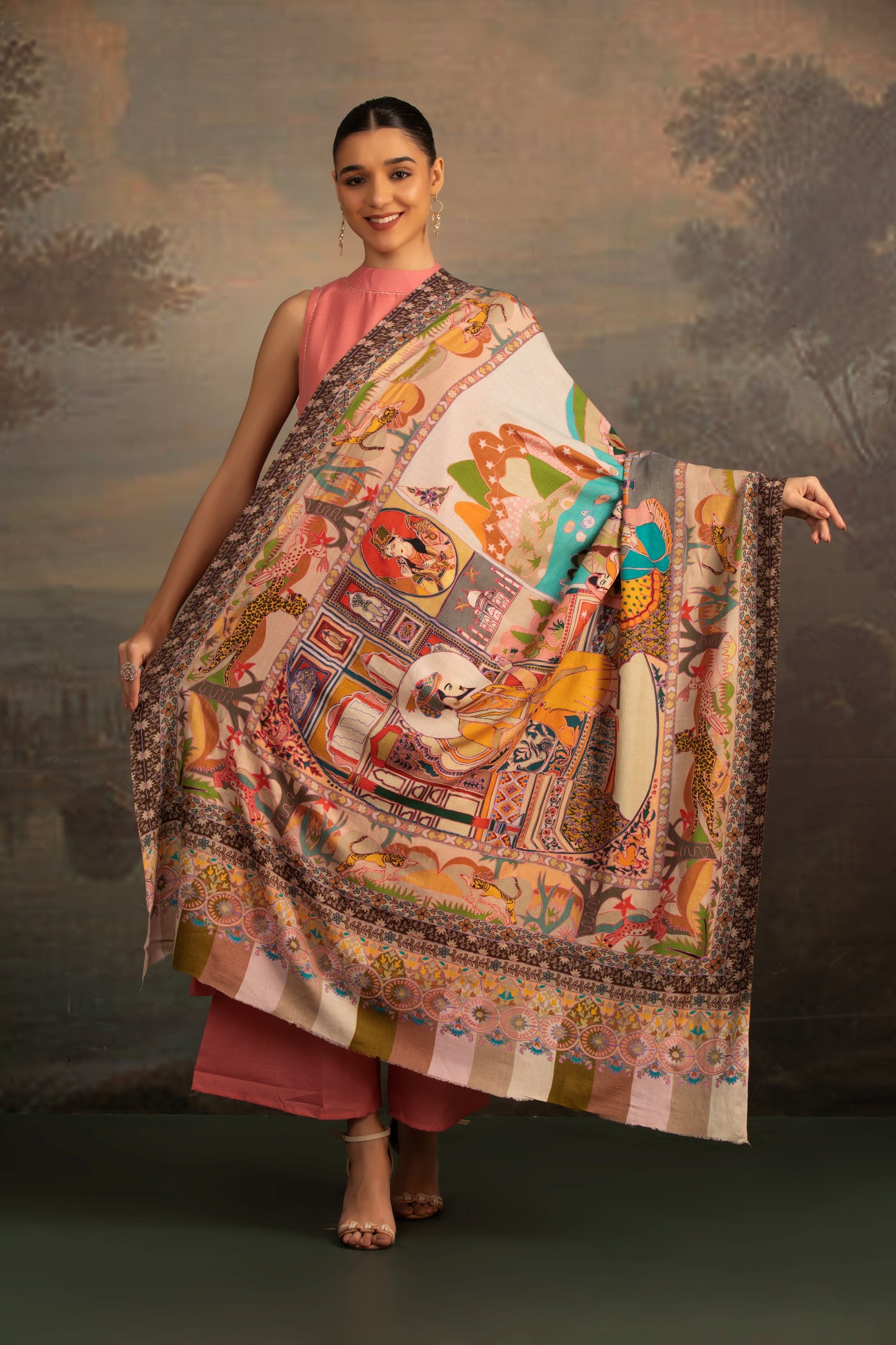 Kalamkari Shawl for Ladies