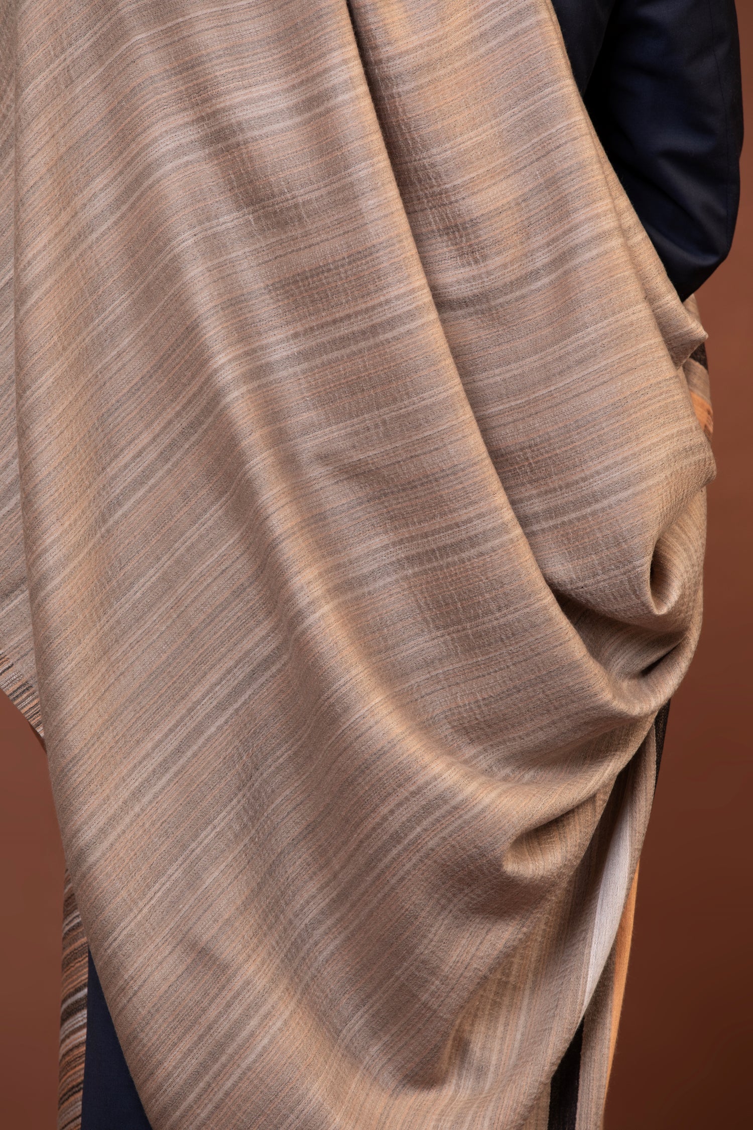 beige wool shawl, striped woven shawl, fine wool shawl, woven design shawl, elegant wool wrap