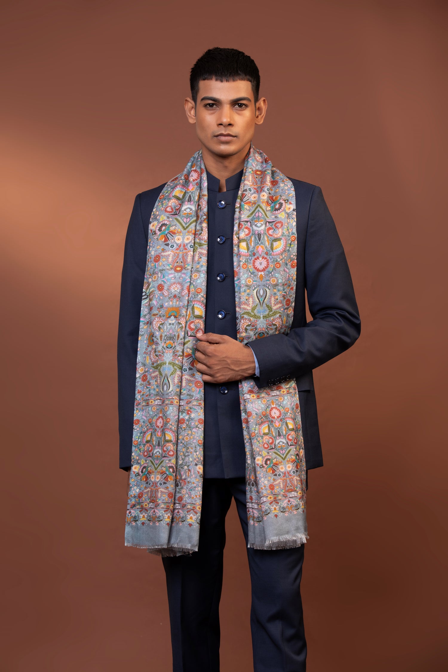 Kashmiri Pure Viscose Shawl with Multicolor Floral Print – modarta