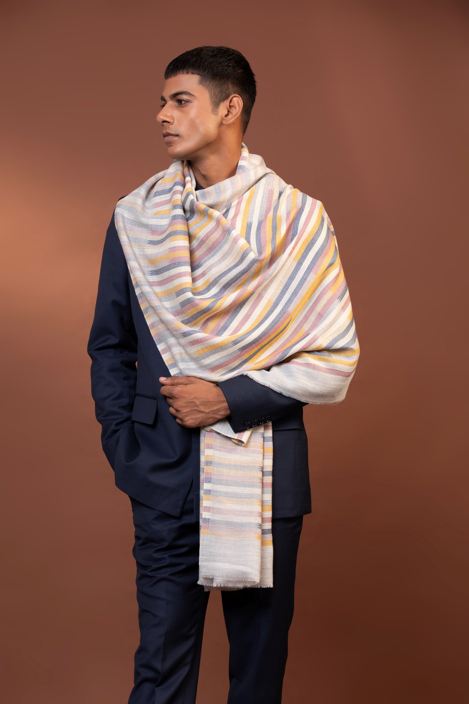  Multi Wool Hand Woven Shawl, pashmina shawl for men, mens pashmina, mens shawl, designer shawl, wool shawl for men