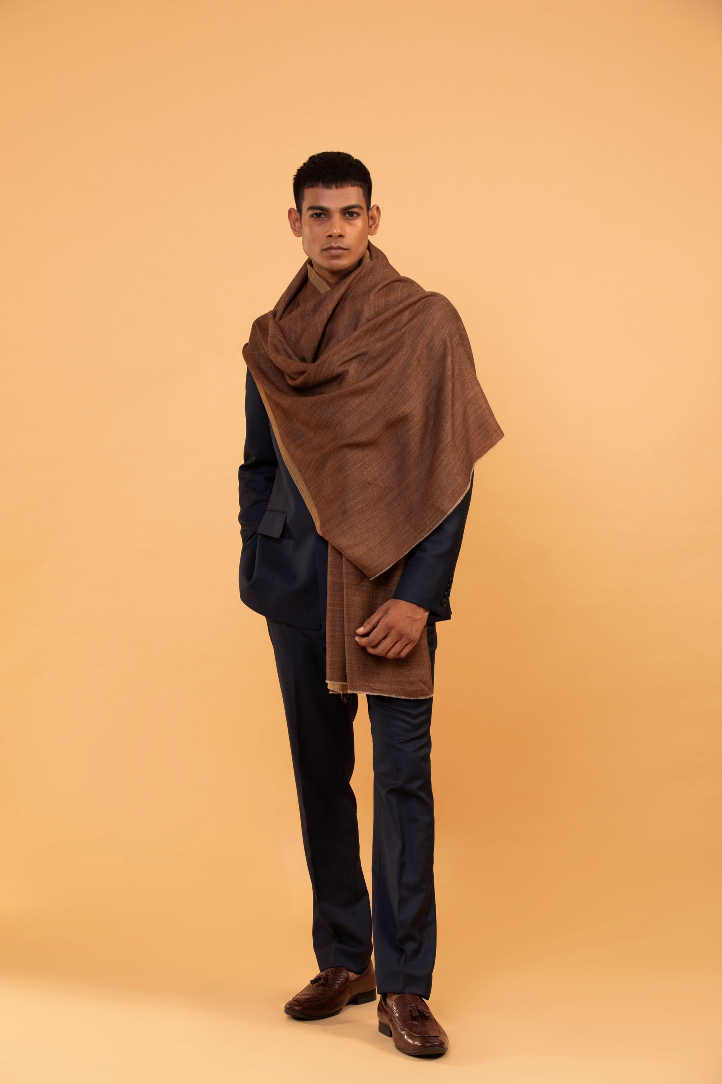 fine wool shawl for men, pure wool shawl, men’s wool scarf, brown wool shawl, plus size wool shawl