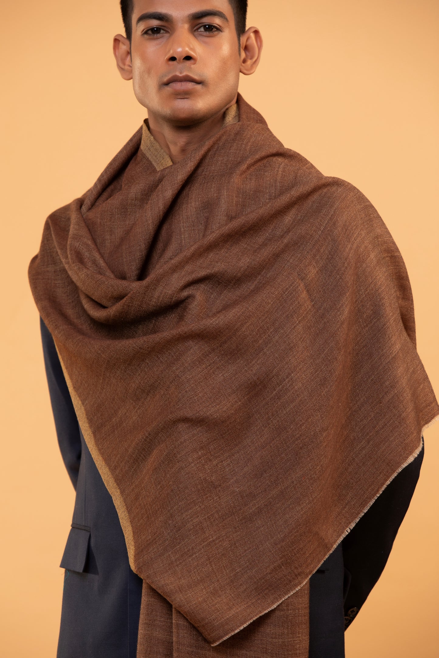 fine wool shawl for men, pure wool shawl, men’s wool scarf, brown wool shawl, plus size wool shawl