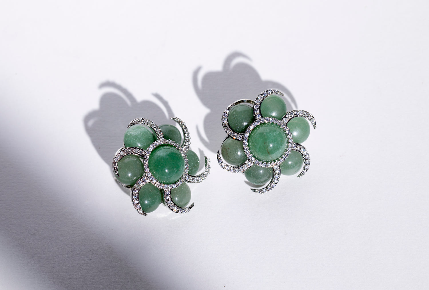 Versatile Green Stone Flower Earrings: Perfect for adding a touch of elegance to any outfit, these earrings are a must-have