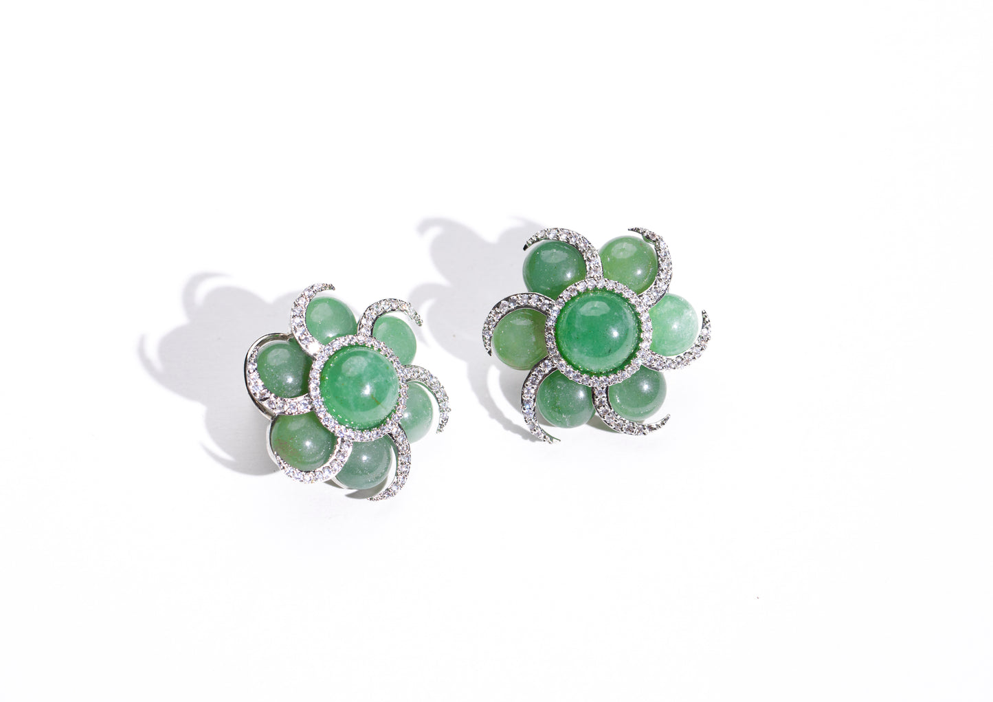 Investment in Jewelry: Green Stone Spiral Flower Earrings: Unique and beautiful design for timeless elegance