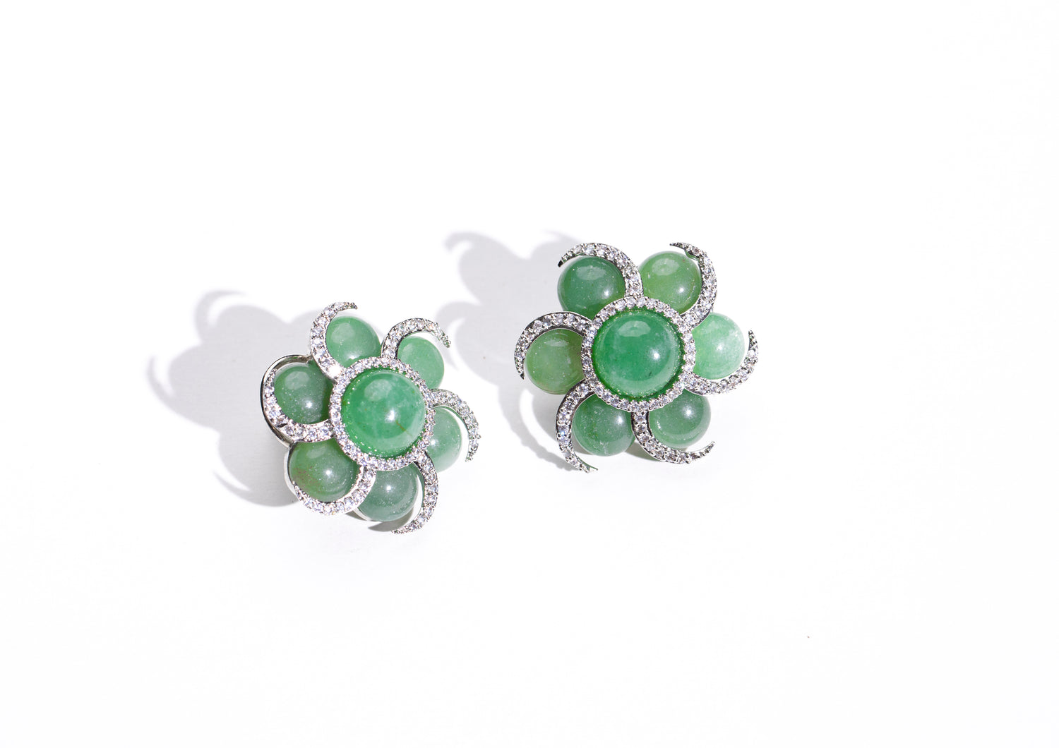 Investment in Jewelry: Green Stone Spiral Flower Earrings: Unique and beautiful design for timeless elegance