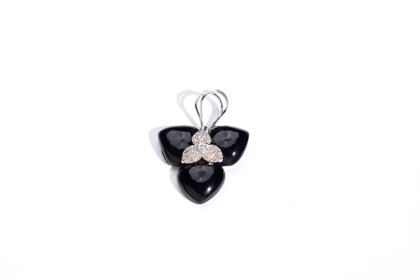 Classy Jewelry Set: Black Stone Earrings & Pendant with Swarovski Detail