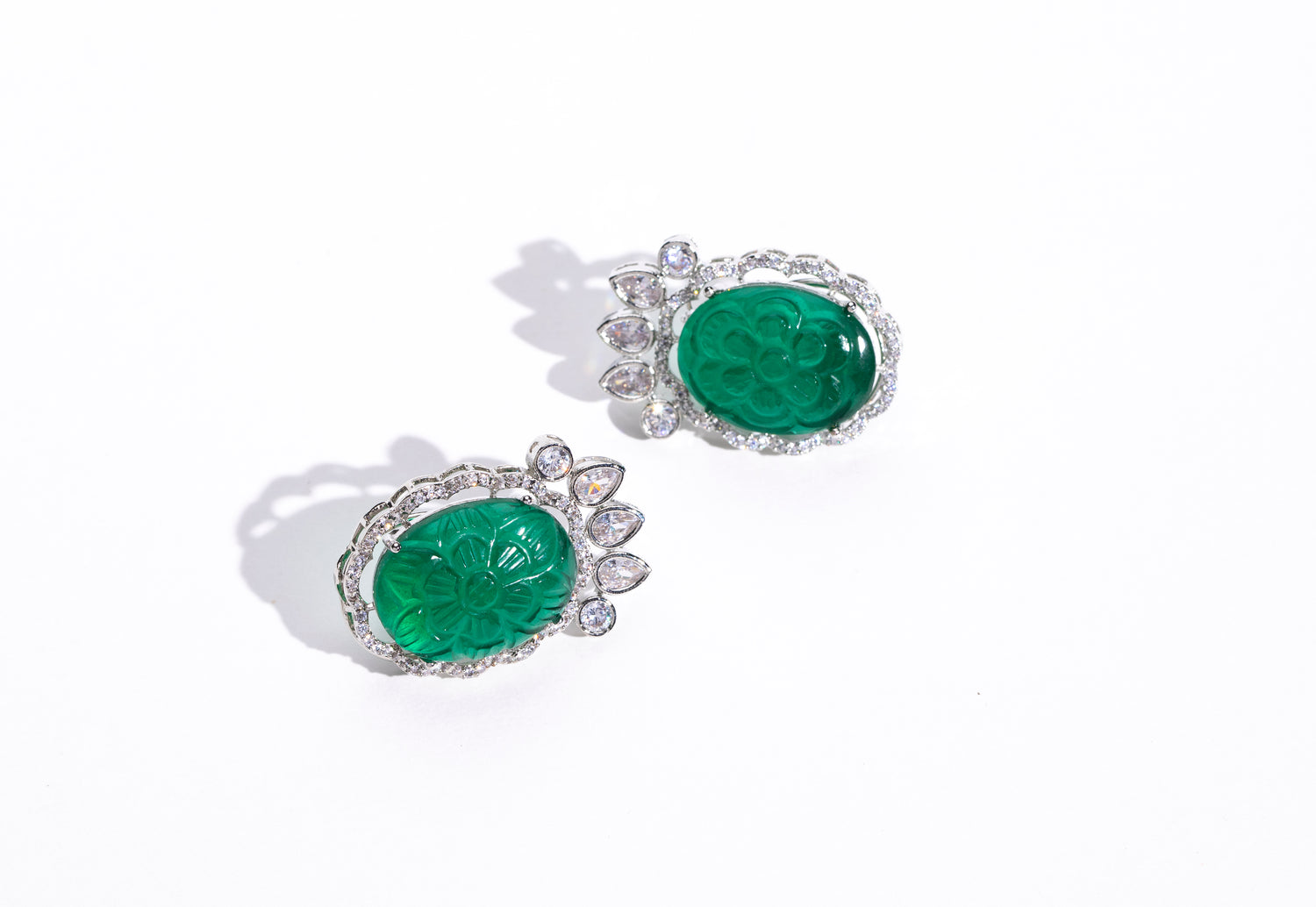 emerald diamond earrings, Statement Piece: Classic Emerald Swarovski Earrings for Women: Add glamour to any look with these stunning earrings." "Sophisticated Green Emerald Swarovski Earrings: Make a statement with these elegant earrings for women."
