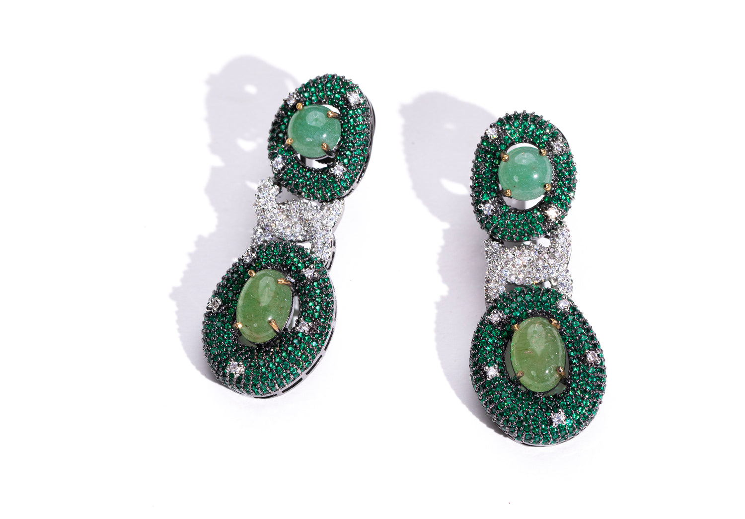 Sophisticated Emerald and Swarovski Earrings: Complete your look with these elegant statement earrings