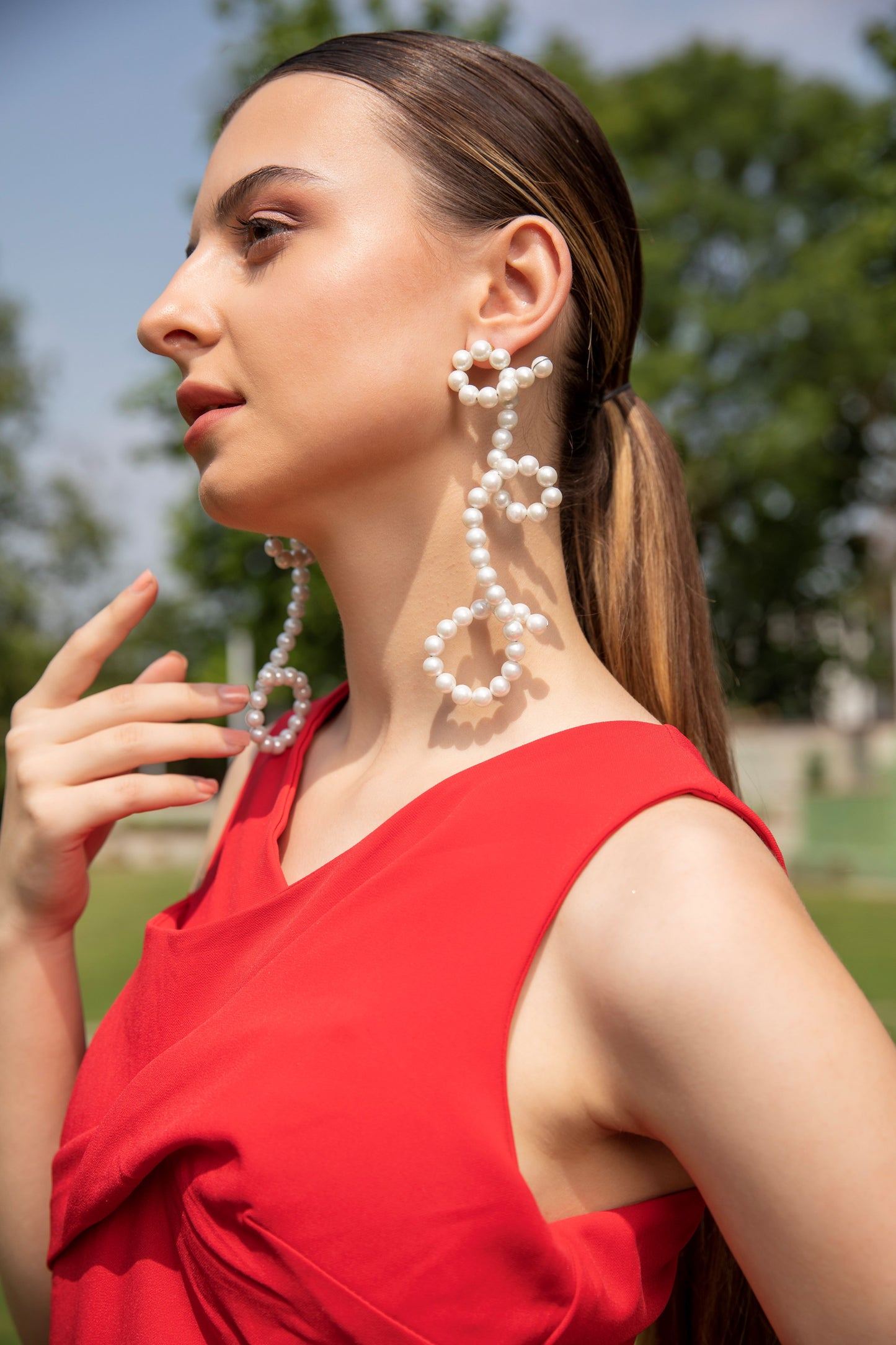 Elegant White Pearl Dangler Earrings