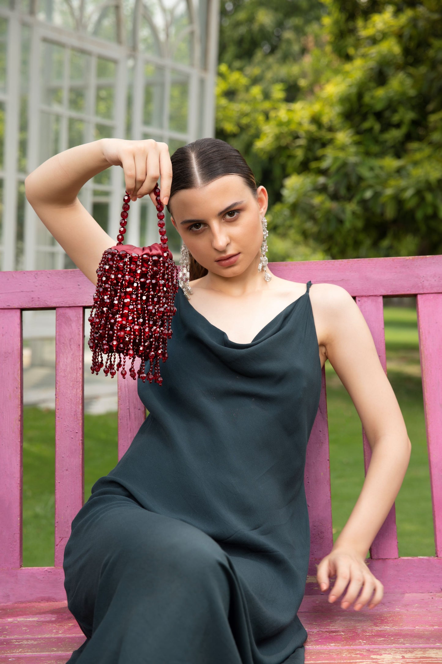 Handmade Maroon Potli Bag - Stylish Bridal Evening Wristlet