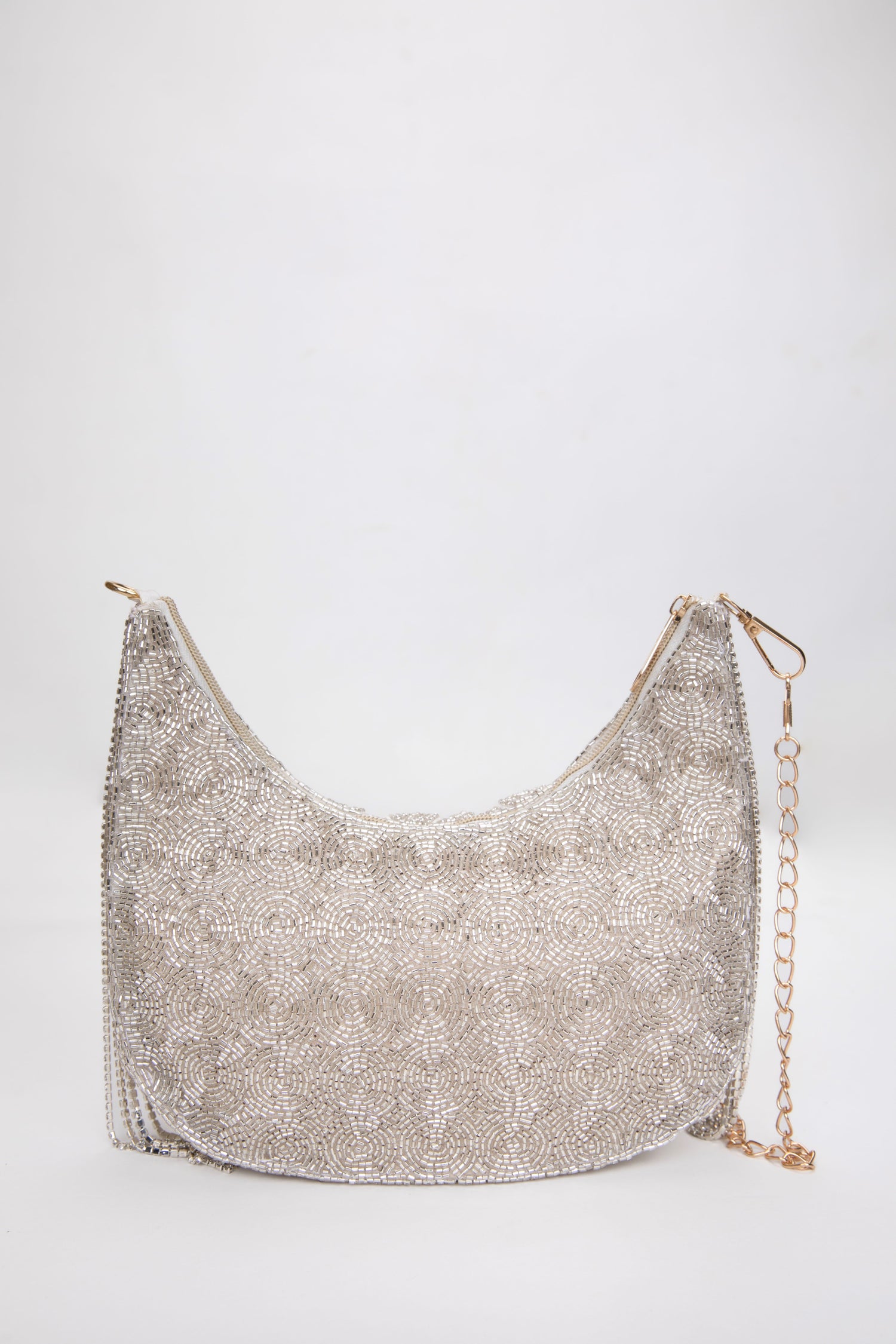 Silver designer handbag, Party wear clutch - Main Image