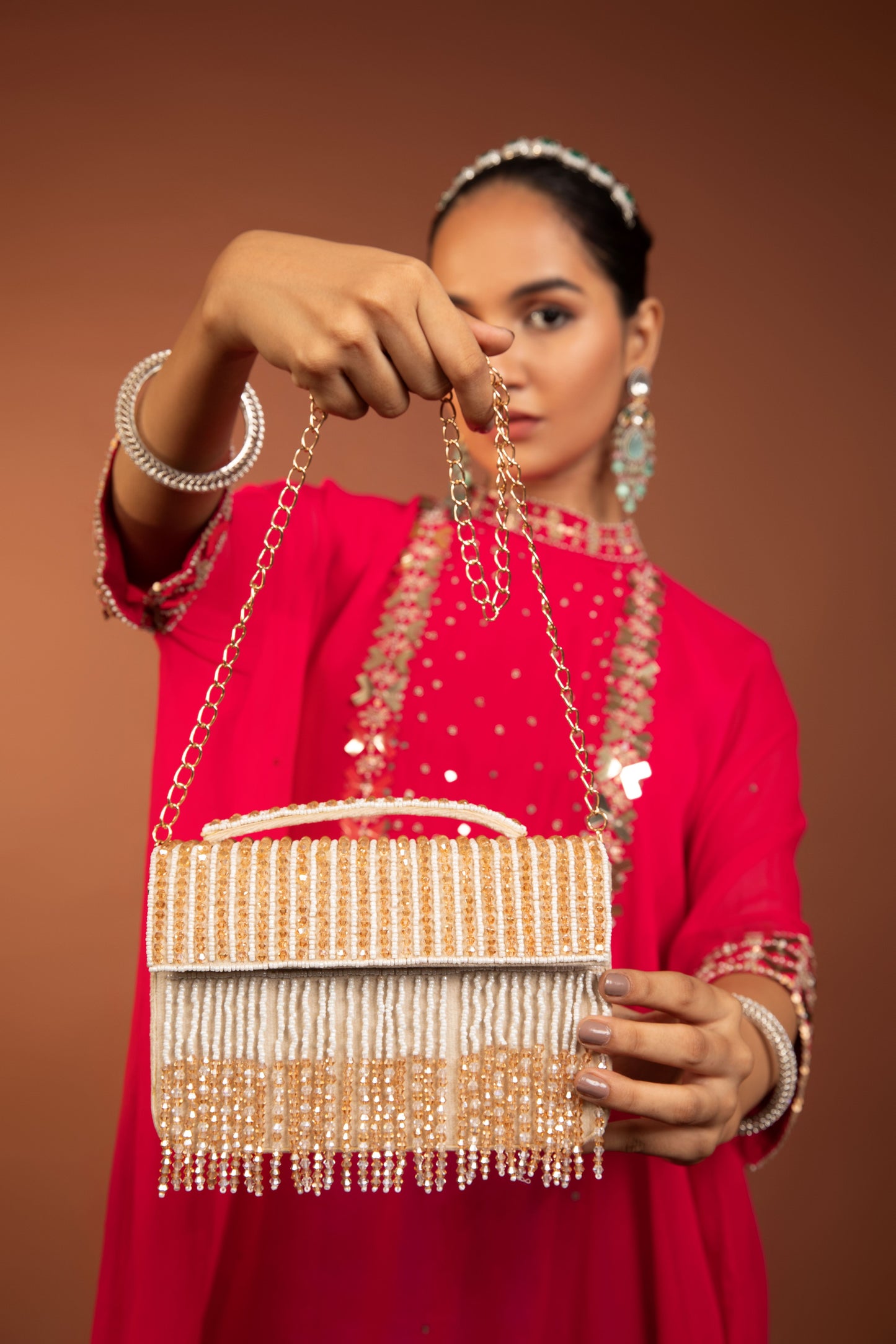 Bridal Luxury bag	Crystal Bag,	Partywear bags With beautiful sequence, beads and pearl detailing