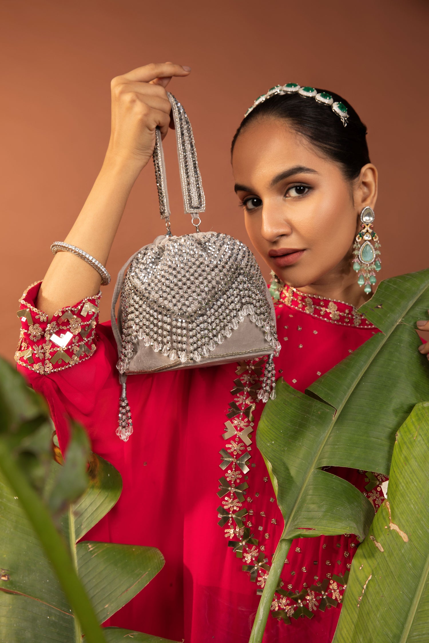 Beaded Treasure| Bridal Potli Bag | Bridal Clutch | Handmade Clutch | Indian/ Pakistani Evening Bag| Wristlet bag