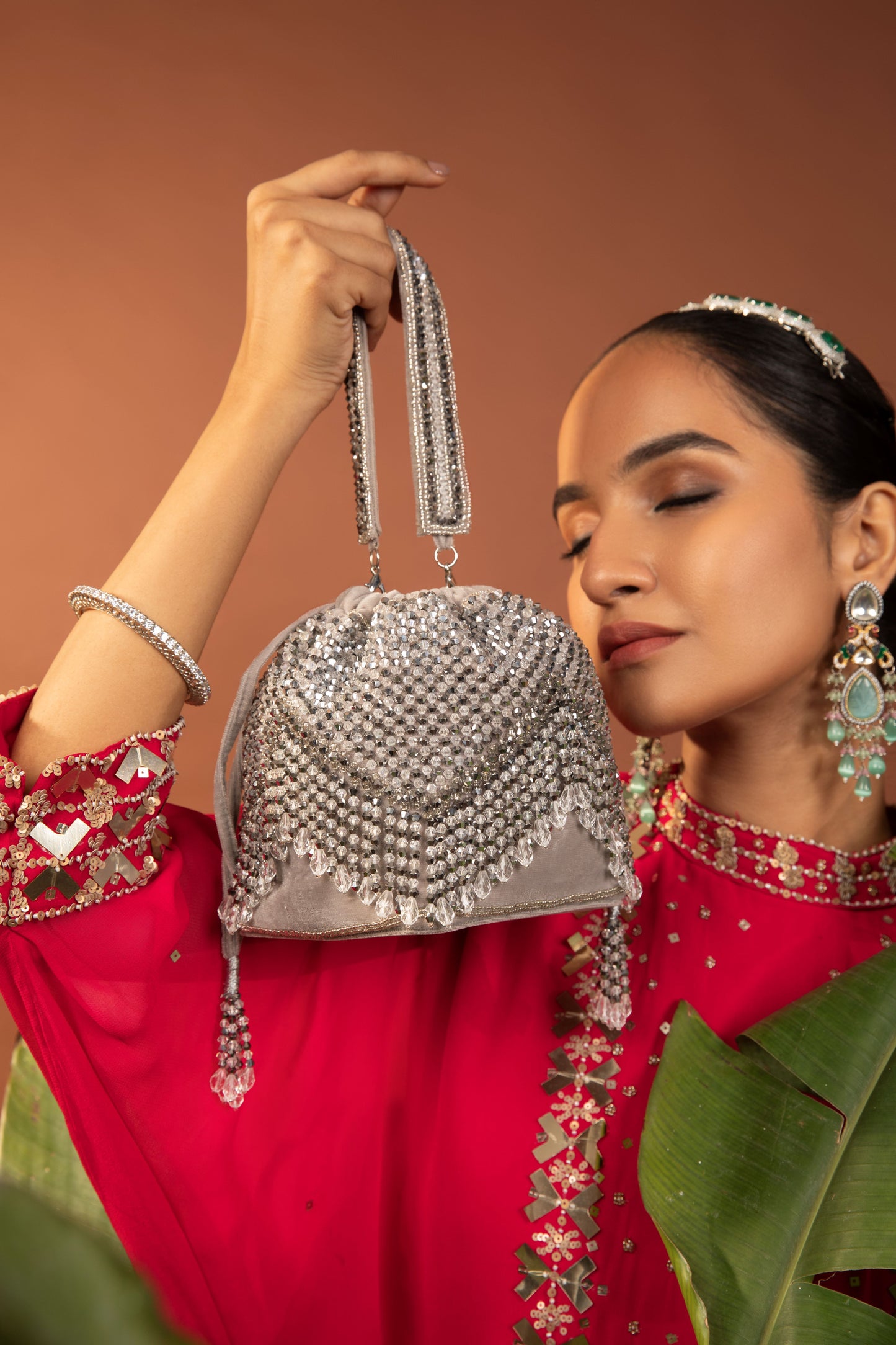 Beaded Treasure| Bridal Potli Bag | Bridal Clutch | Handmade Clutch | Indian/ Pakistani Evening Bag| Wristlet bag