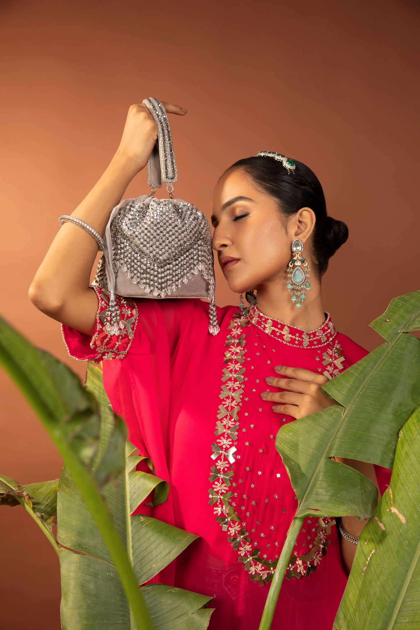 Beaded Treasure| Bridal Potli Bag | Bridal Clutch | Handmade Clutch | Indian/ Pakistani Evening Bag| Wristlet bag