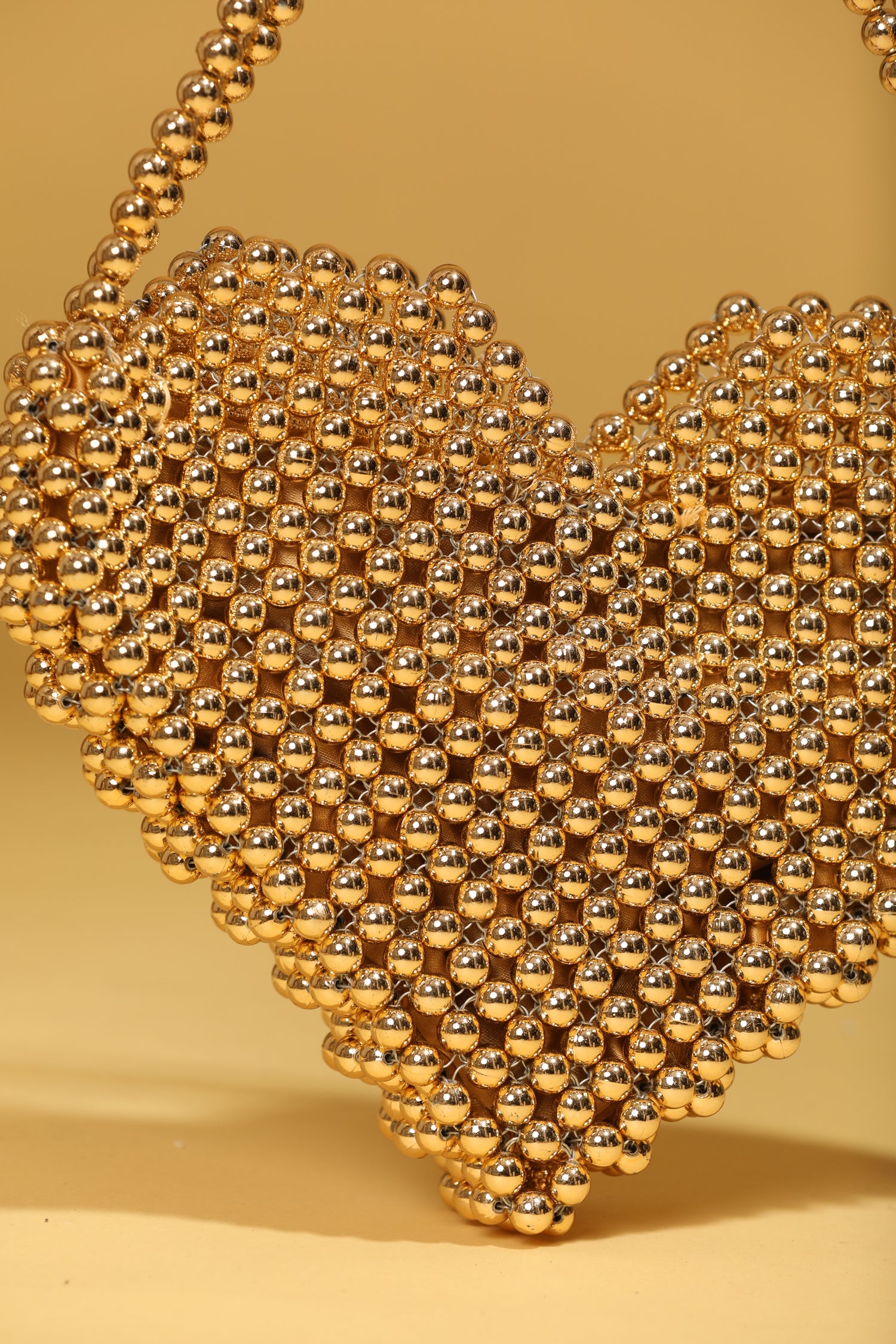 Luxury Golden Pearl Purse Heart shaped Designer Handbag – modarta