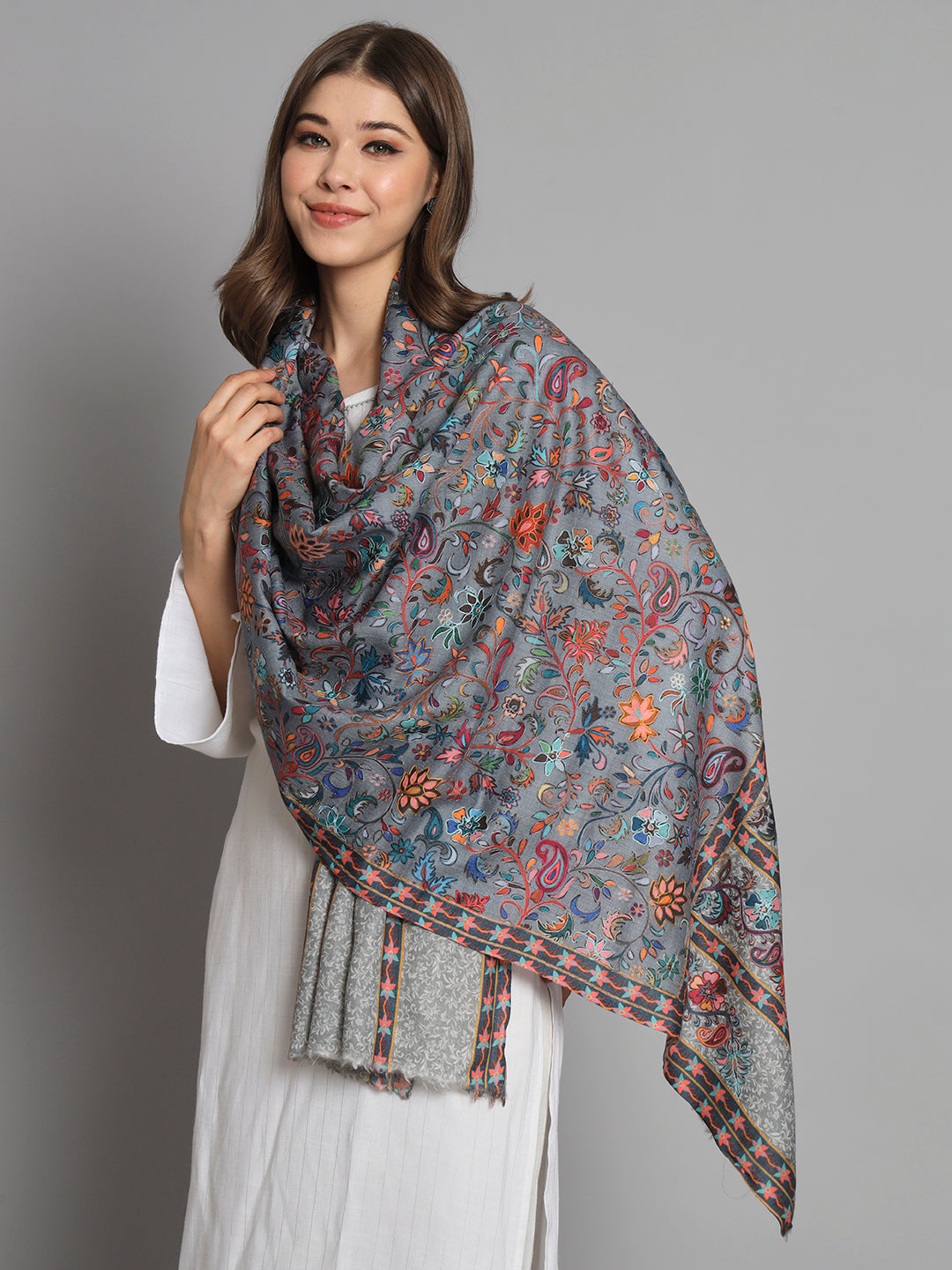 embroidered shawl, woolen shawl