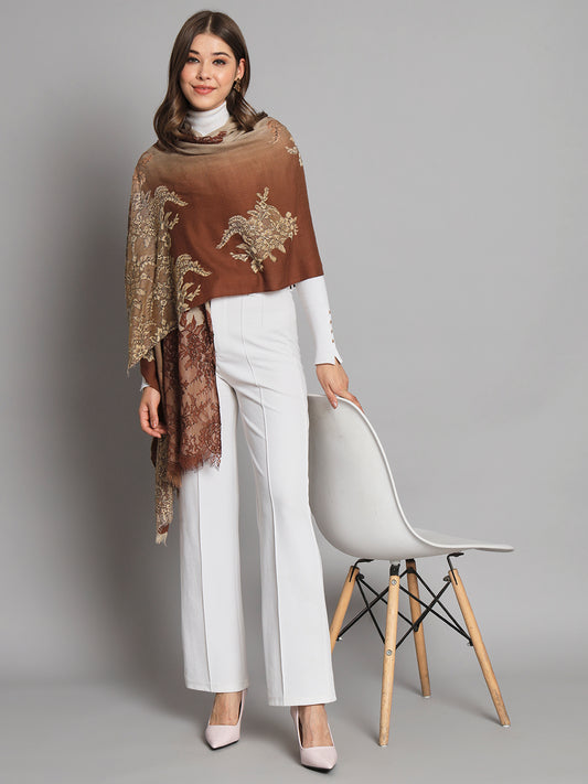 brown shawl with valentino lace 