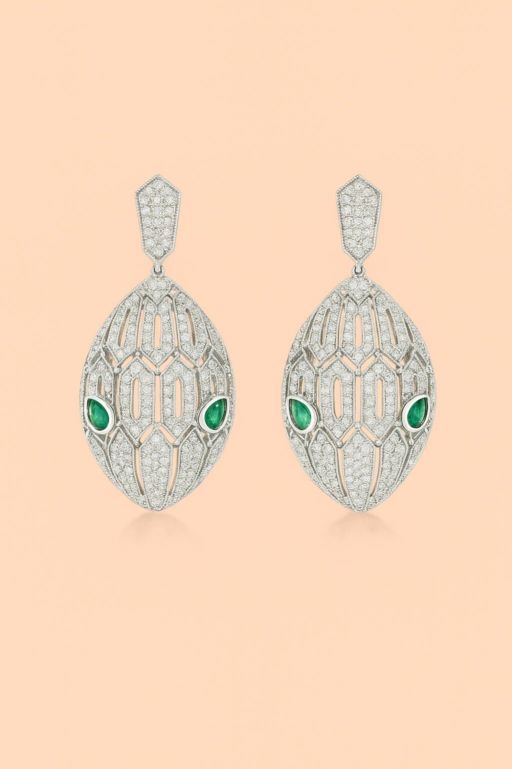 Designer snake earrings with sparkling crystal embellishments