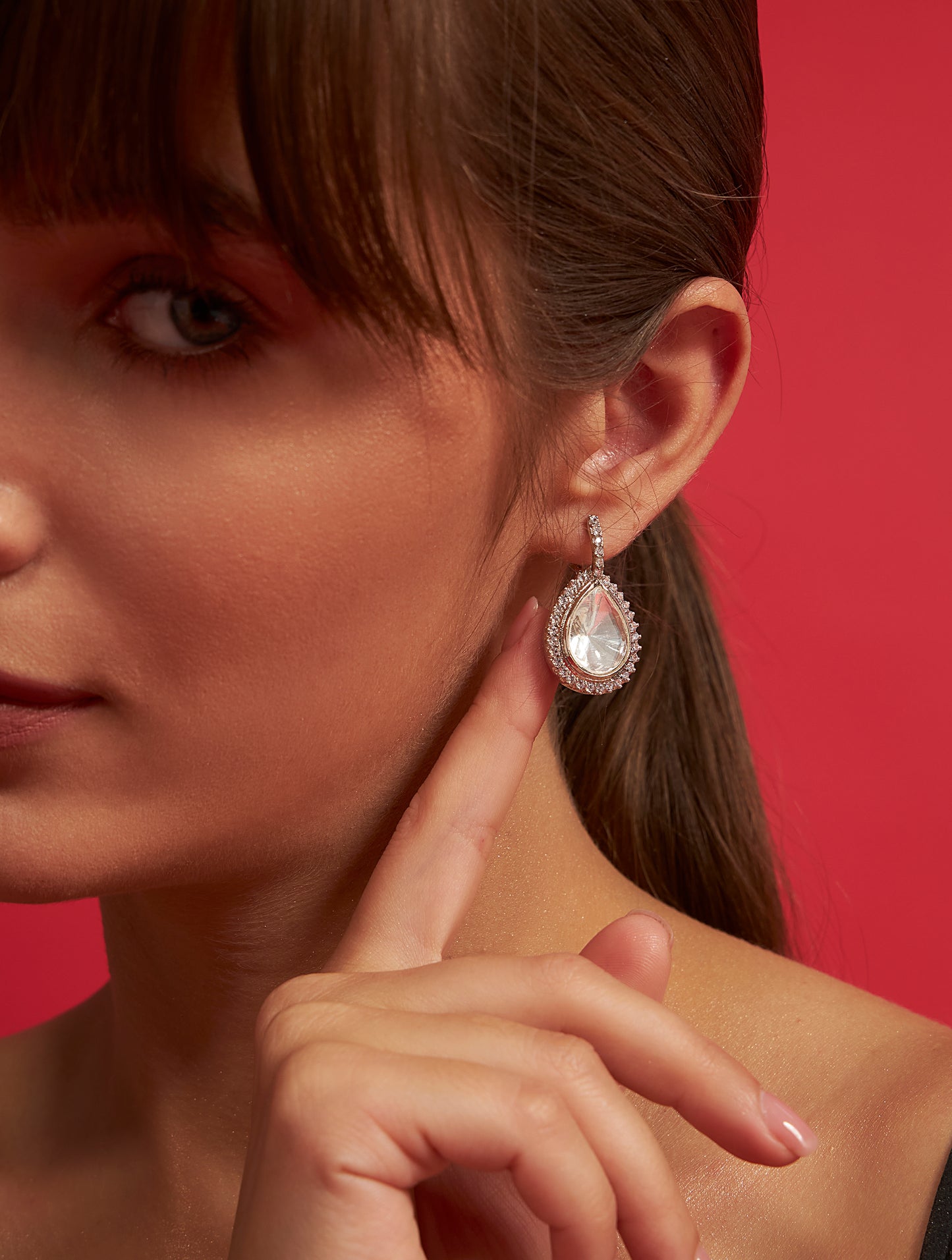 Luxury polki crystals earrings for festive occasions
