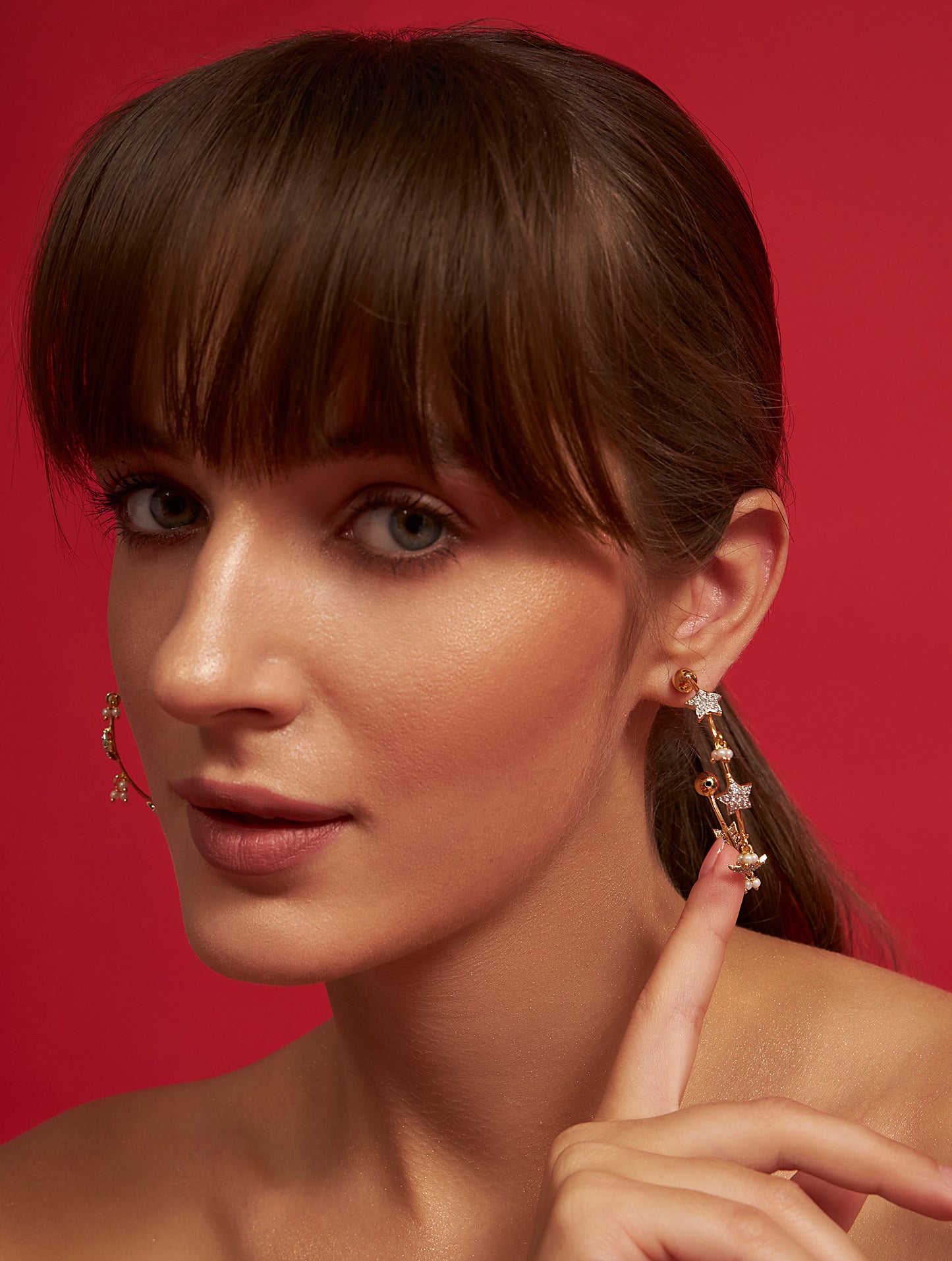 Elegant hoop bali golden earrings for weddings parties
